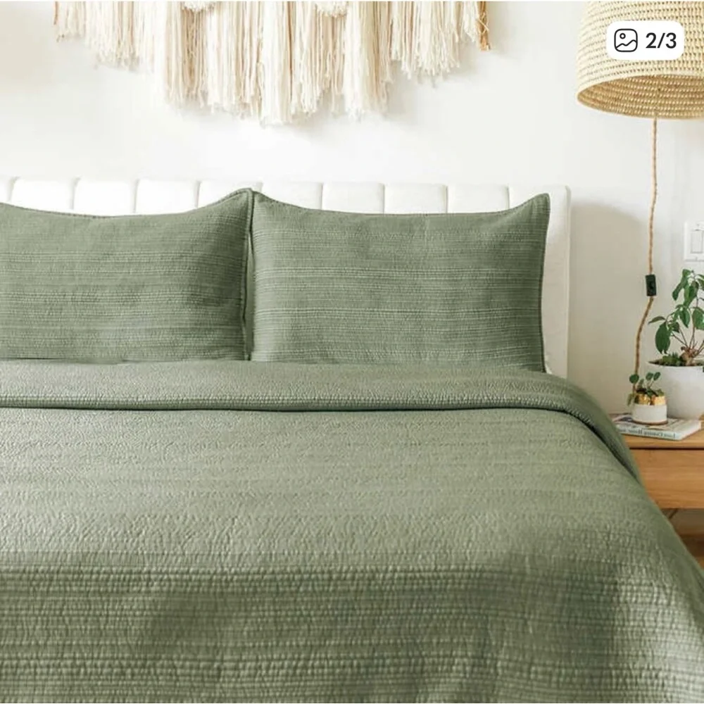 OLIVE GREEN Jennifer Adams — 3-Piece Quilt Set - Picture 2 of 7